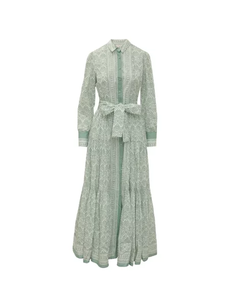 Rochie tip cămașă Mc2 Saint Barth cu imagine cu imprimeu geometric verde