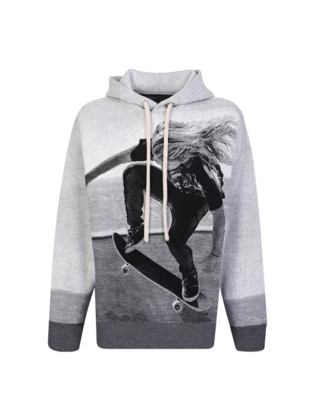 Dzianinowa bluza z kapturem Palm Angels z kapturem szara