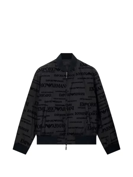 Reversibil geacă Emporio Armani cu imagine negru