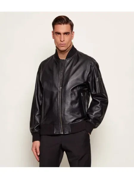 BOSS ORANGE Geacă de piele bomber Jakri | negru