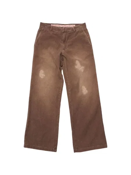 Pantaloni Stockholm Surfboard Club de catifea cord zdrențuiți maro