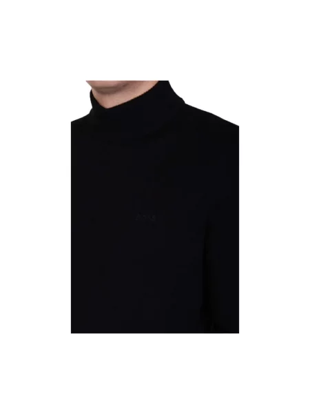 BOSS Orange sweter z dzianiny Avac Mężczyźni wełna ze strzyży jednolity S czarny