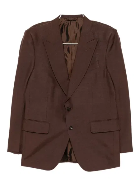 Hedvábný oblekový jednořadý oblek Tom Ford hnědý