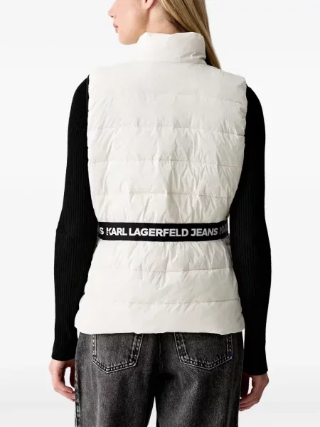 Ватиран дънков елек Karl Lagerfeld Jeans с принт бяло