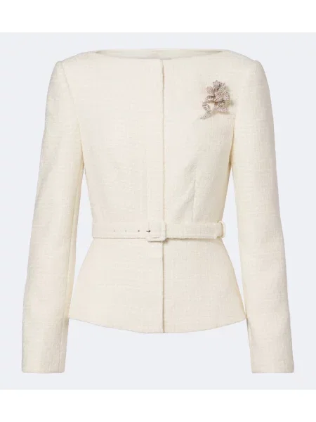 Cu centură bouclé geacă Roland Mouret alb
