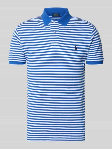 Koszulka polo o kroju slim fit z czystej bawełny model YD MESH STRIPE POLO' Polo Ralph Lauren niebieska