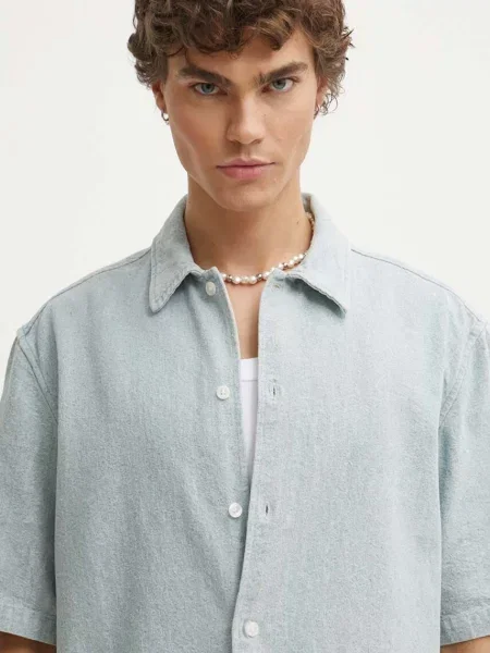 Samsoe Samsoe camasa jeans SAAYO barbati cu guler clasic regular albastru