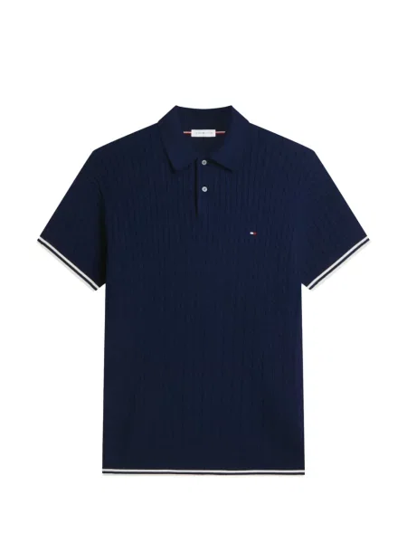 Tricou polo Tommy Hilfiger tricotate albastru