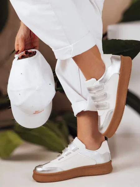 Sneakersy na rzepy SOLEFIT srebrne Dstreet