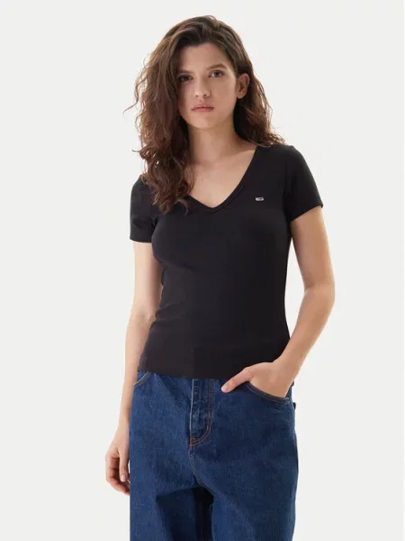 Tommy Jeans T-Shirt Essential μαύρο