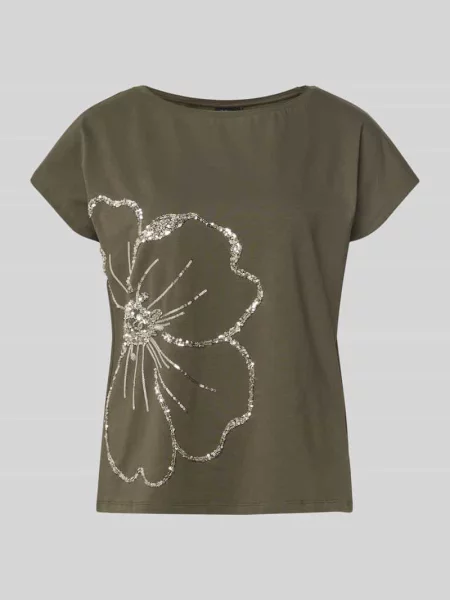 T-shirt o kroju regular fit z mieszanki bawełny S.oliver Black Label khaki