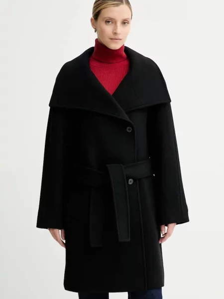 Plašč z volno Calvin Klein črna