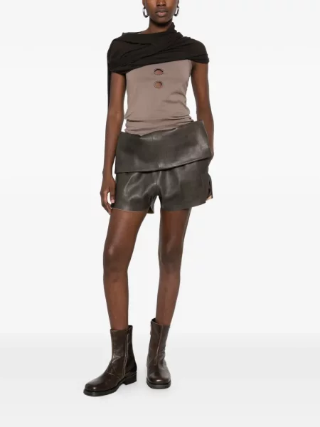 Pantaloni scurți Rick Owens din piele gri