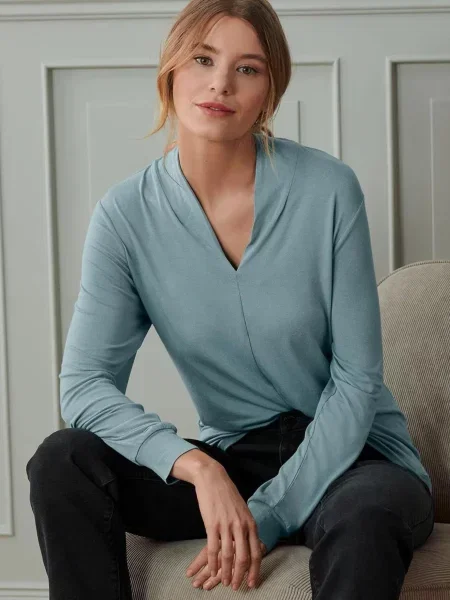 Tchibo Блуза з довгим рукавом блакитний