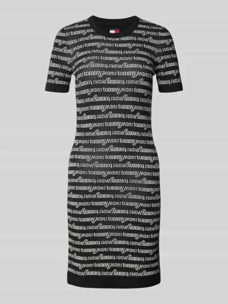 Sukienka T-shirtowa z okrągłym dekoltem model ‘SCRIPT’ czarna