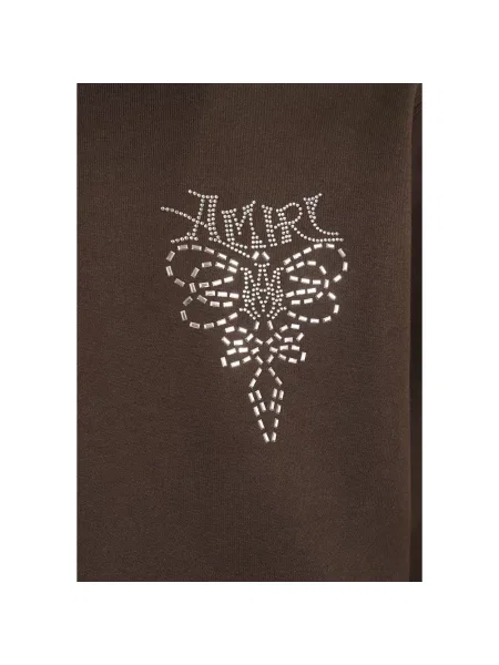 Haftowana bluza z kapturem Amiri z kapturem brązowa