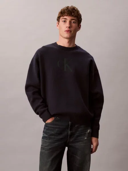 Calvin Klein Jeans sweter z dzianiny Mężczyźni jednolity S niebieski