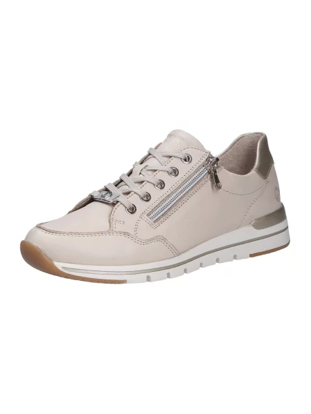 Sneakersy Remonte sznurowane skórzane beżowe