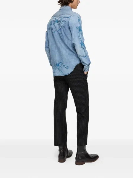 Cămașă Acne Studios cu broderie albastru