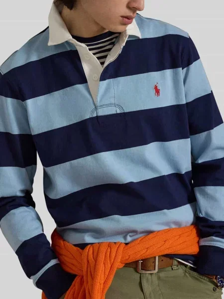 Bluza o kroju regular fit z czystej bawełny model LS RUGBY Polo Ralph Lauren błękitna