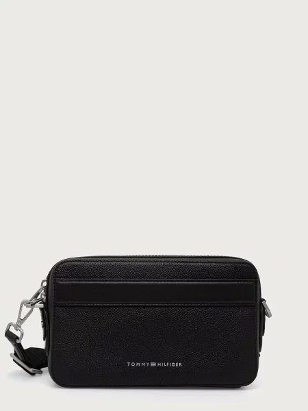 Tommy Hilfiger torbica usnjena črna