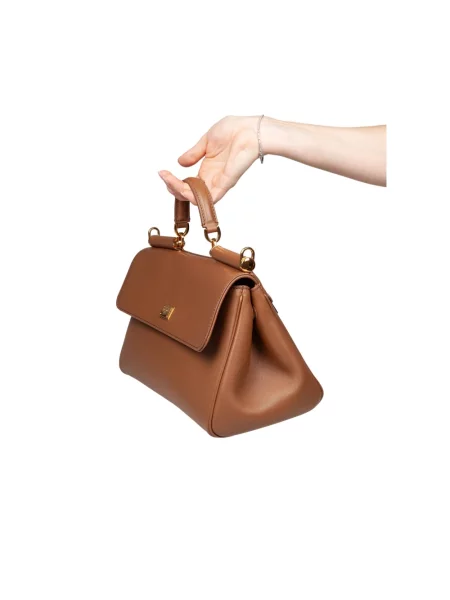 Torebka skórzana Dolce And Gabbana skórzana elegancka brązowa