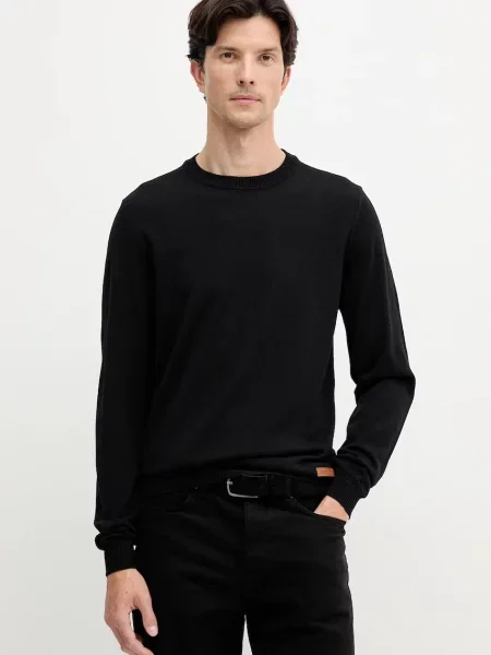 Вълнен пуловер Trussardi мъжки от лека материя черно