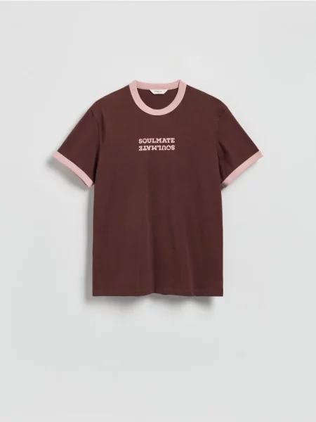 Reserved Tricou regular cu imprimeu maro