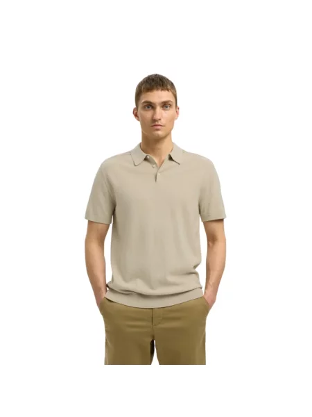 Koszulka polo o kroju regular fit z czystej bawełny model BERG' Selected Homme beżowa