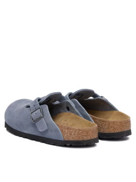 Semišové pantofle Birkenstock s kamínky modré