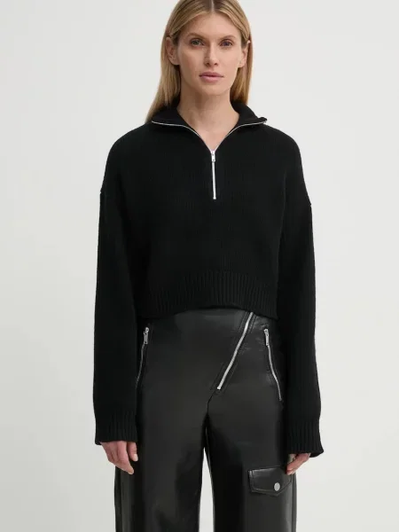 Nanushka pulover de lana SONORE femei cu turtleneck negru