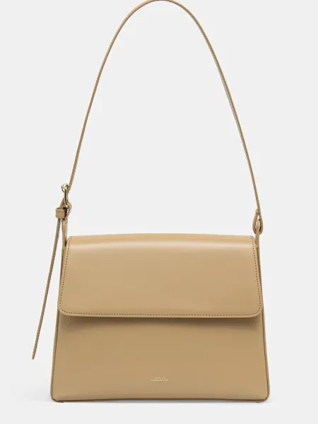 A.P.C. geantă pentru femei din piele Sac Virginie Flap bej