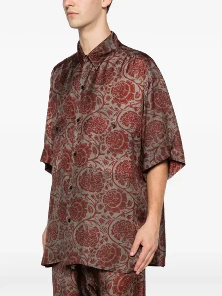 Риза с флорален принт Uma Wang на цветя с принт червено