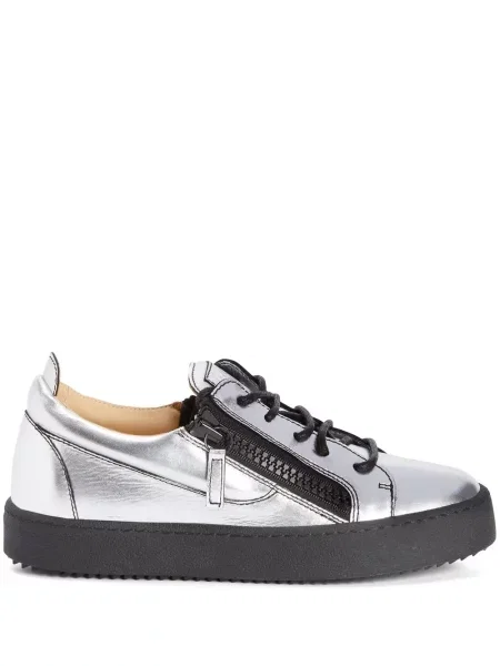 Sneakerși Giuseppe Zanotti cu șireturi din dantelă argintiu