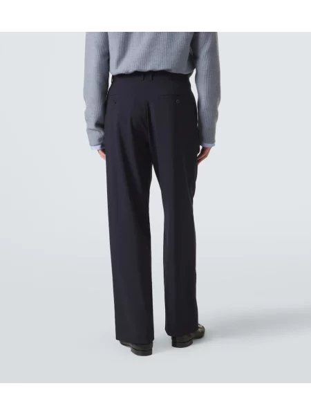 Pantaloni The Row de lână albastru