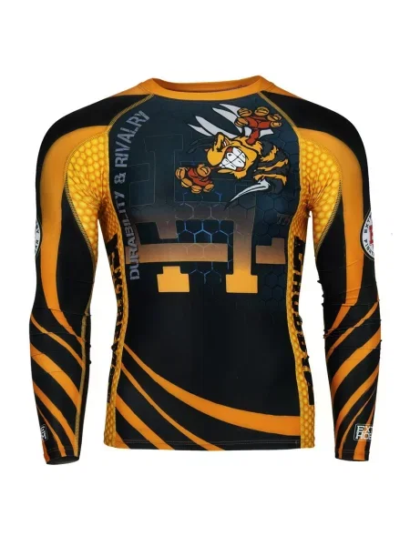 Koszulka sportowa Rashguard do MMA EXTREME HOBBY ANGRY WASP czarna