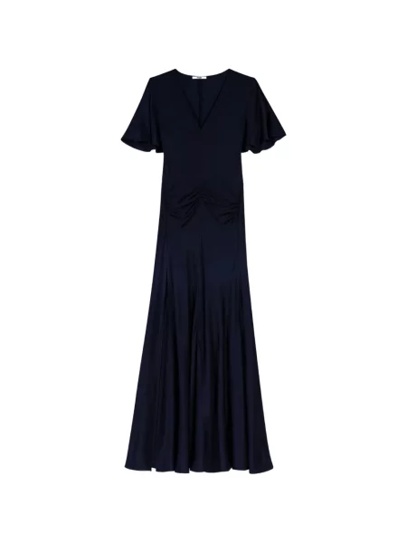 Rochie maxi Maje cu decolteu în V albastru