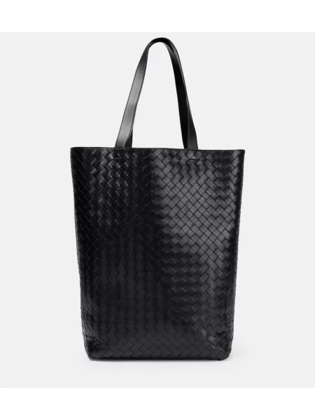 Kožená klasická velká kožená taška Bottega Veneta černá