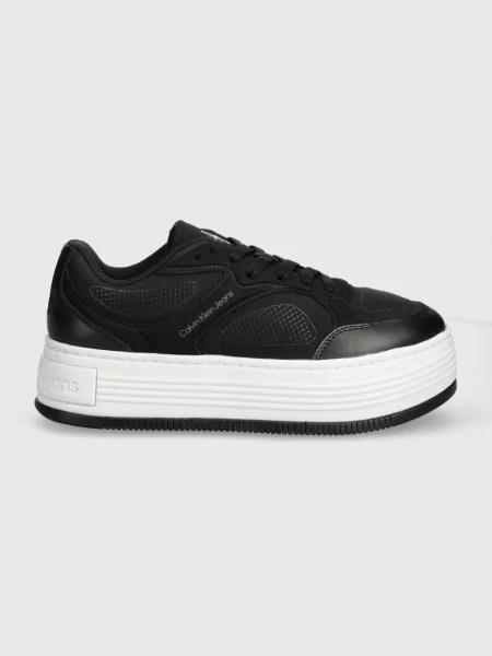 Superge Calvin Klein Jeans BOLD PLATF LOW LACE MIX IN MTL črna