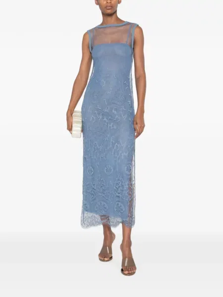 Rochie maxi Sir fără mâneci din dantelă albastru