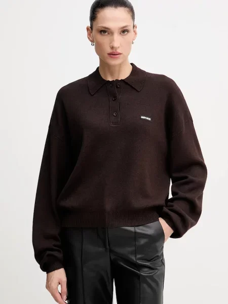 Rotate pulover din amestec de lână light maro