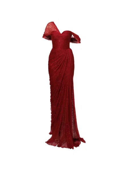 Rochie Iris Serban cu paiete drapată roșu