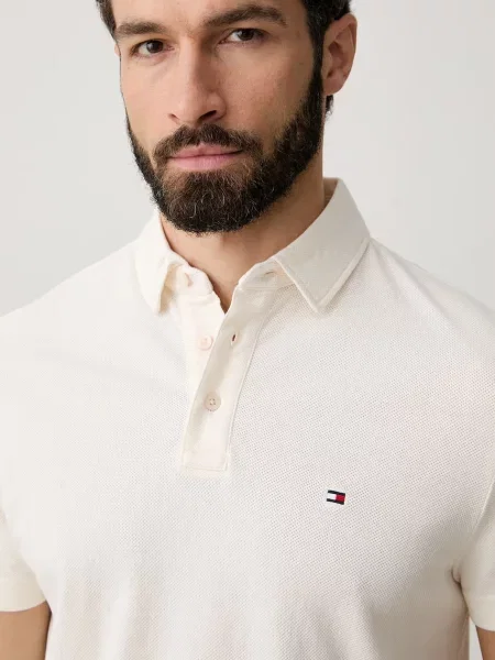 Tommy Hilfiger тениска с яка мъжка от бежово