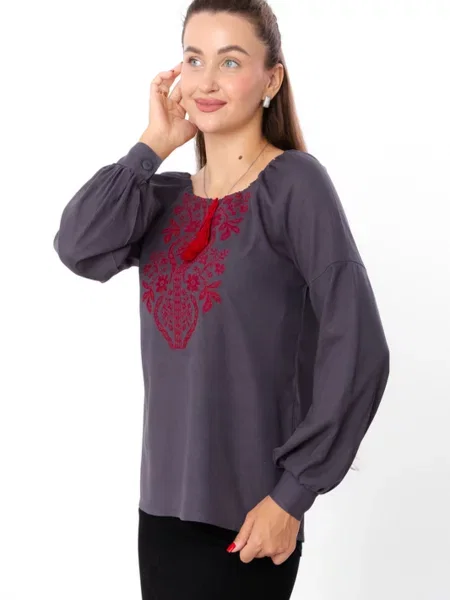Лляна Вишита сорочка Носи своє сірий