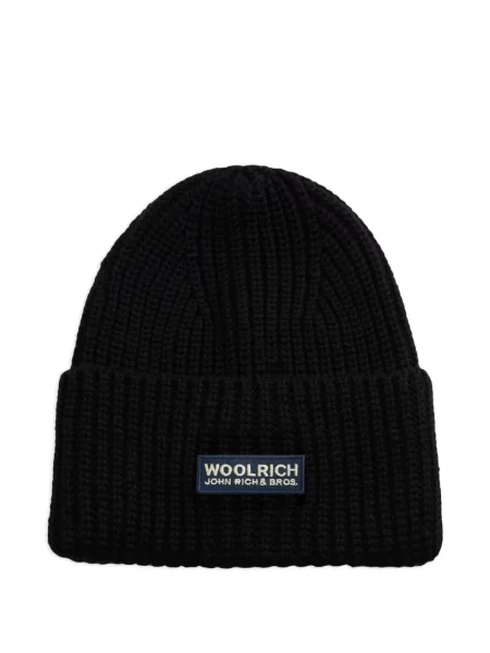 Căciulă Woolrich tricotate cu autograf negru