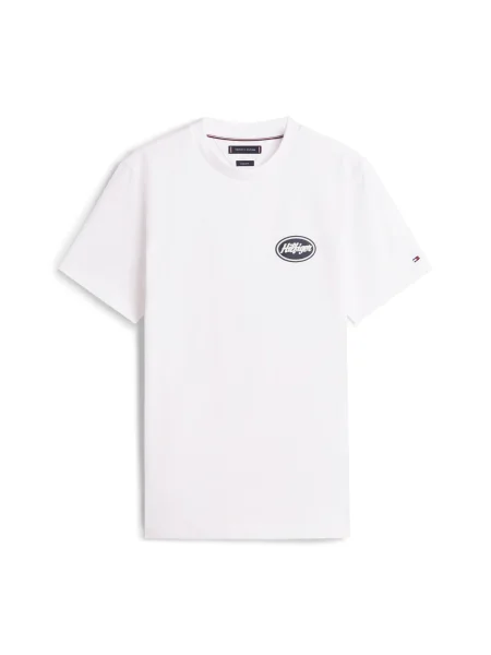 TOMMY HILFIGER Tricou SERVICE STATION ecru / bleumarin roșu