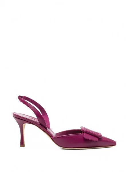 Pantofi cu toc Manolo Blahnik cu cataramă slingback violet