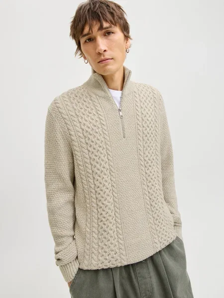 JACK & JONES Pulover JJPAUL natural alb