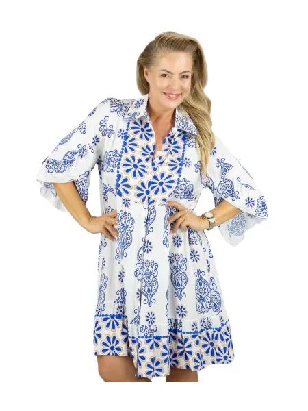 Midi sukienka midi Pri boho z falbankami niebieska