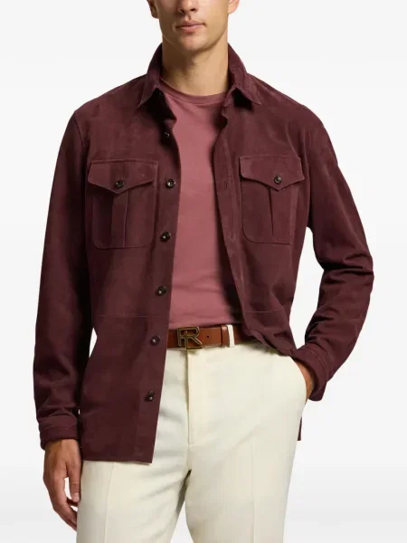 Πουκάμισο Ralph Lauren Purple Label σουέτ κόκκινο